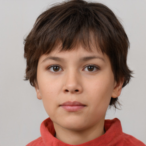 Neutral white child female with medium  brown hair and brown eyes