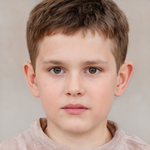 Neutral white child male with short  brown hair and grey eyes