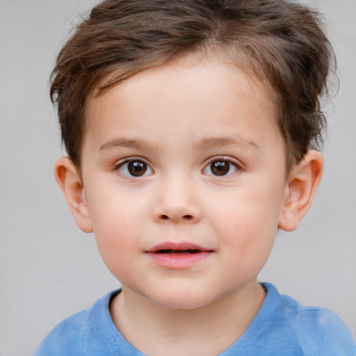 Neutral white child male with short  brown hair and brown eyes