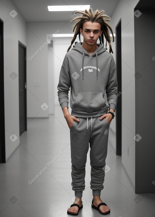 Serbian teenager boy with  gray hair