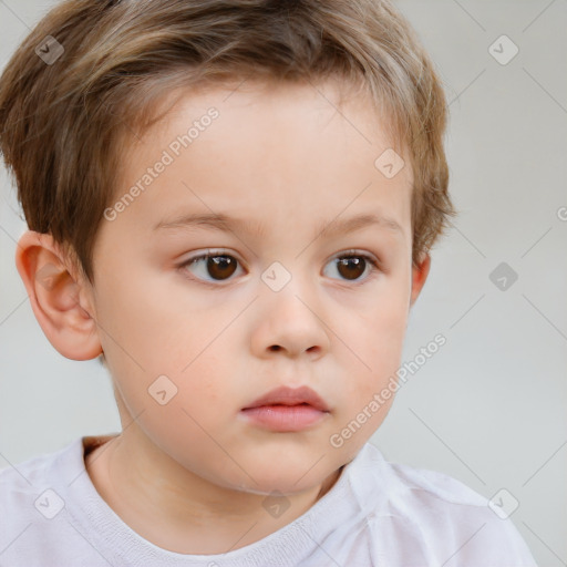 Neutral white child male with short  brown hair and brown eyes