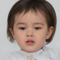 Neutral white child female with medium  brown hair and brown eyes