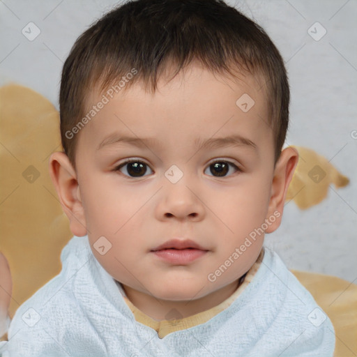 Neutral white child male with short  brown hair and brown eyes