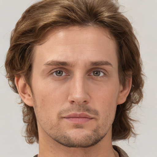 Neutral white adult male with short  brown hair and brown eyes