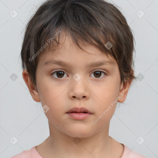 Neutral white child male with short  brown hair and brown eyes