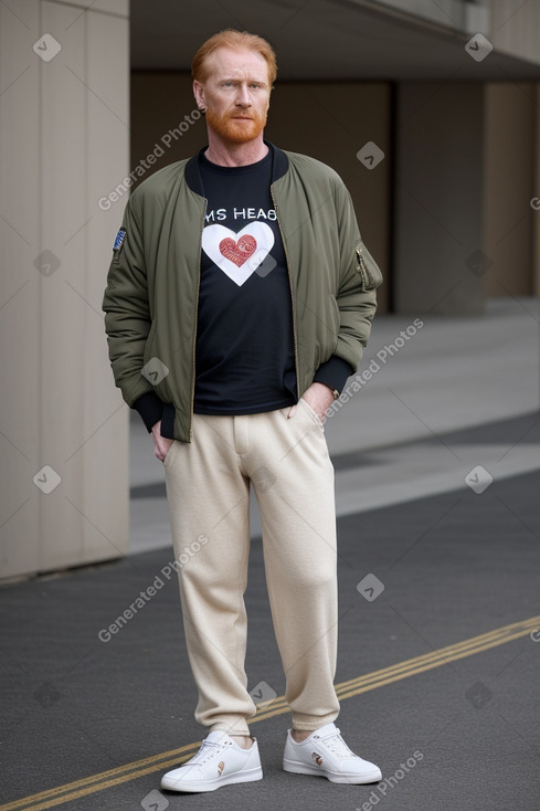 Caucasian middle-aged male with  ginger hair