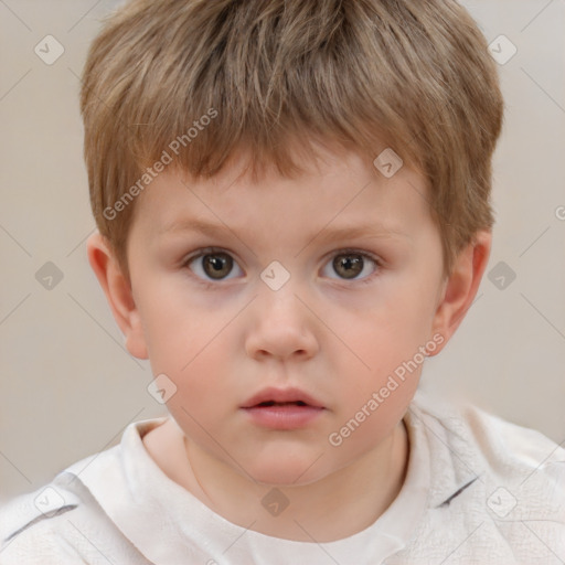 Neutral white child male with short  brown hair and brown eyes