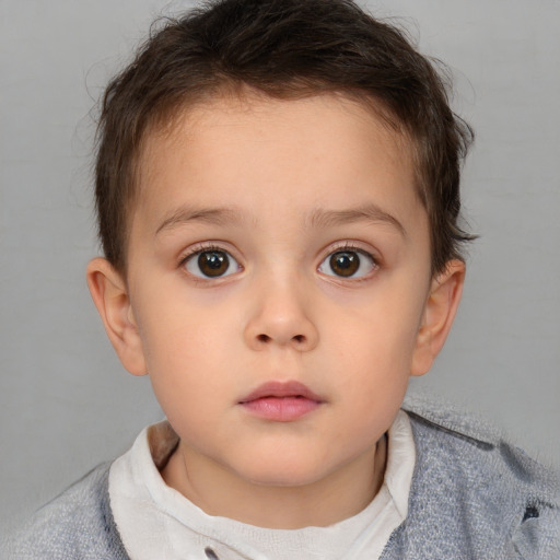 Neutral white child female with short  brown hair and brown eyes