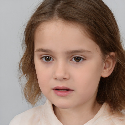 Neutral white child female with medium  brown hair and brown eyes