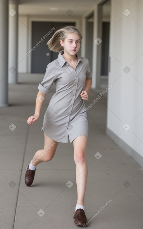 Caucasian teenager girl with  gray hair