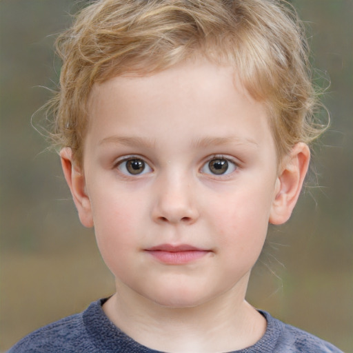 Neutral white child male with short  brown hair and grey eyes