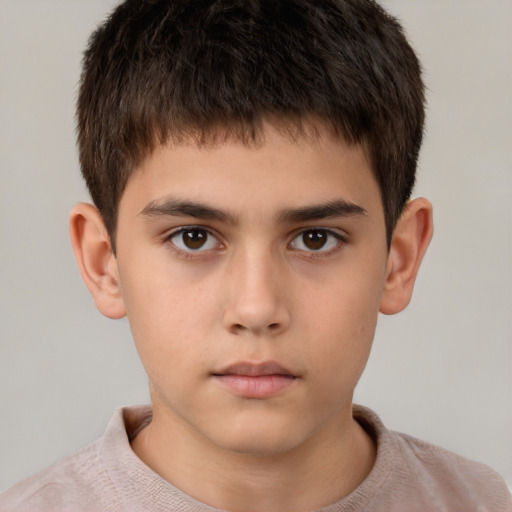 Neutral white child male with short  brown hair and brown eyes