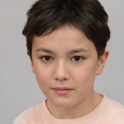 Neutral white child female with short  brown hair and brown eyes