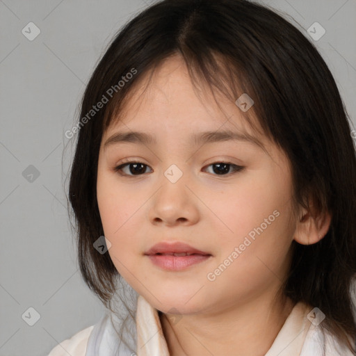 Neutral white child female with medium  brown hair and brown eyes