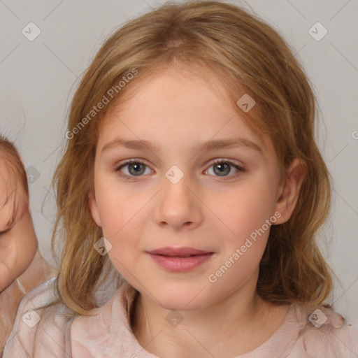 Neutral white child female with medium  brown hair and brown eyes