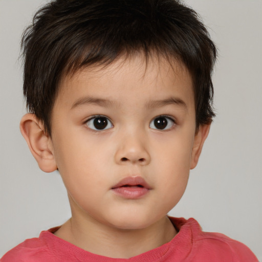 Neutral white child male with short  brown hair and brown eyes