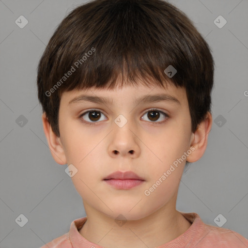 Neutral white child male with short  brown hair and brown eyes