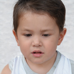 Neutral white child female with short  brown hair and brown eyes