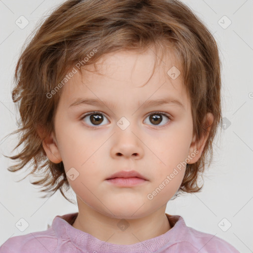 Neutral white child female with medium  brown hair and brown eyes