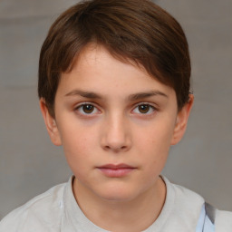 Neutral white child female with short  brown hair and brown eyes