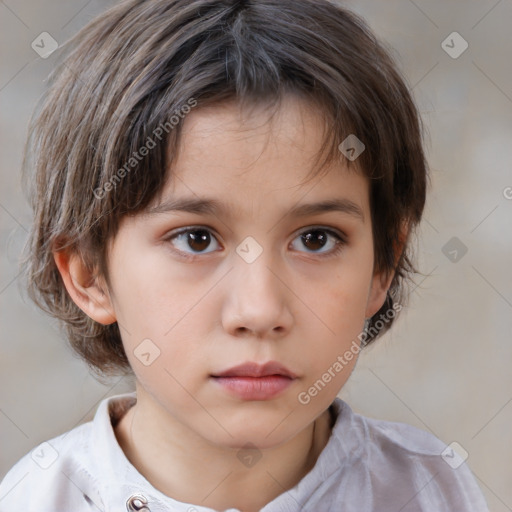 Neutral white child female with medium  brown hair and brown eyes