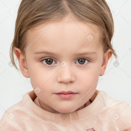 Neutral white child female with medium  brown hair and brown eyes