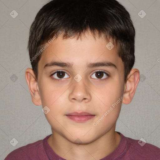 Neutral white child male with short  brown hair and brown eyes