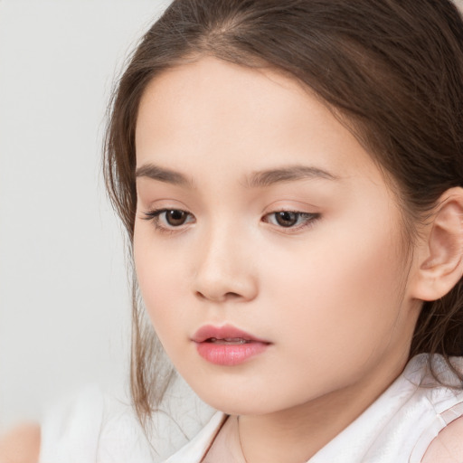 Neutral white child female with medium  brown hair and brown eyes