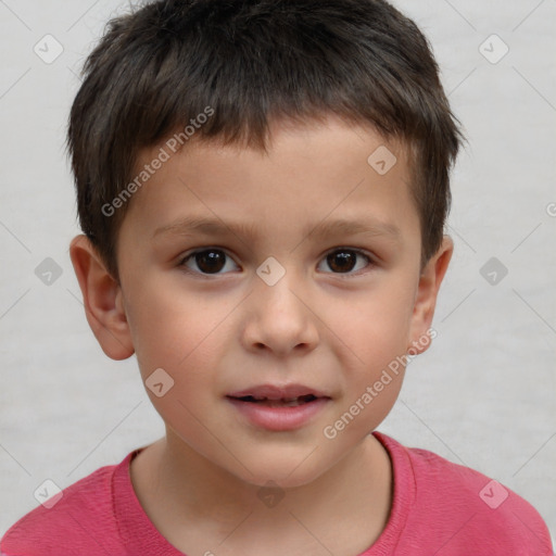 Neutral white child male with short  brown hair and brown eyes