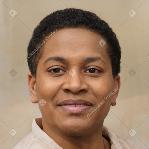 Joyful latino adult male with short  brown hair and brown eyes