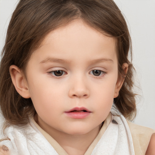 Neutral white child female with medium  brown hair and brown eyes