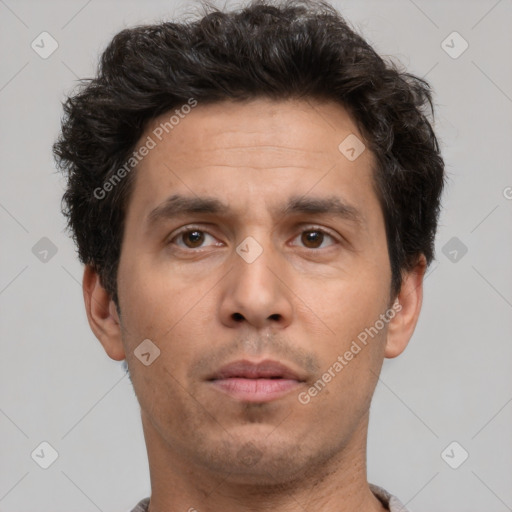 Neutral white adult male with short  brown hair and brown eyes