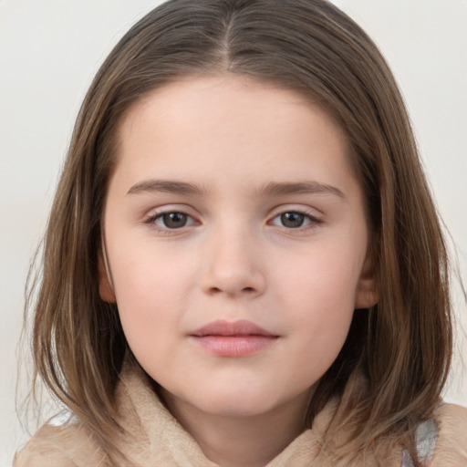 Neutral white child female with medium  brown hair and brown eyes