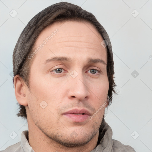 Neutral white adult male with short  brown hair and brown eyes