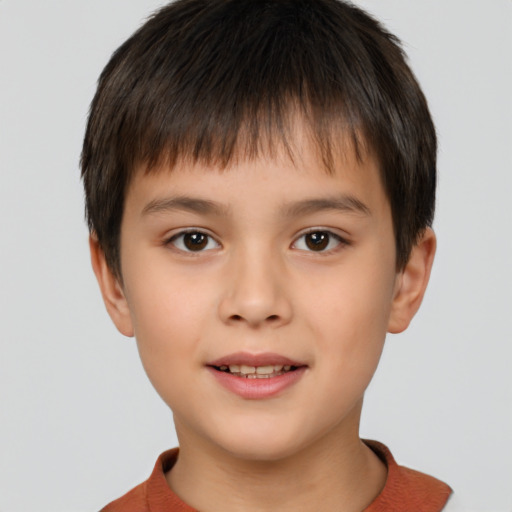 Neutral white child male with short  brown hair and brown eyes