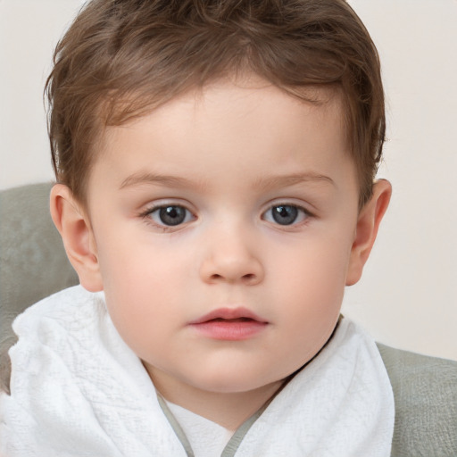 Neutral white child male with short  brown hair and brown eyes