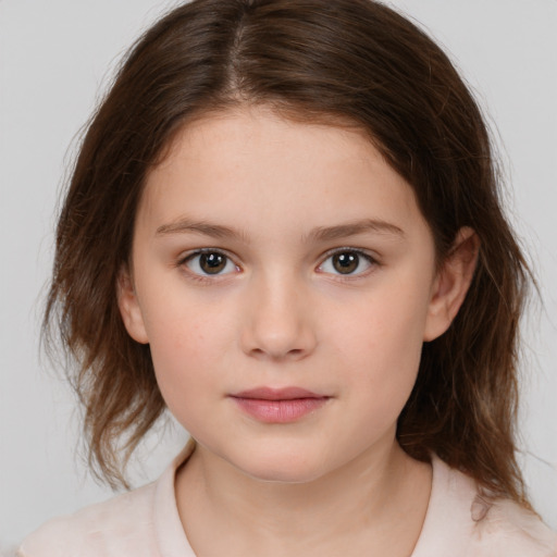 Neutral white child female with medium  brown hair and brown eyes