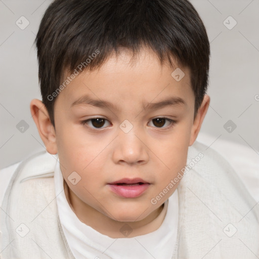 Neutral white child male with short  brown hair and brown eyes