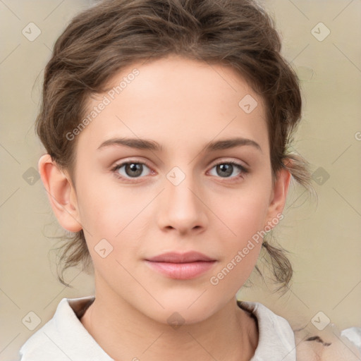 Neutral white child female with medium  brown hair and brown eyes