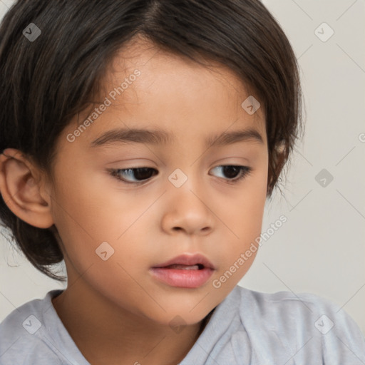 Neutral white child female with medium  brown hair and brown eyes