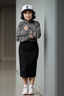 Chinese elderly female with  black hair