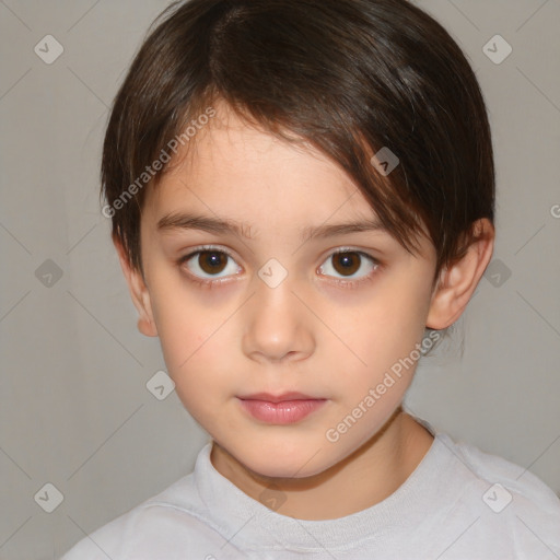 Neutral white child female with medium  brown hair and brown eyes