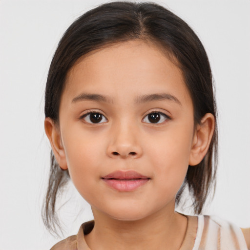 Neutral white child female with medium  brown hair and brown eyes