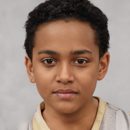 Neutral black child male with short  brown hair and brown eyes