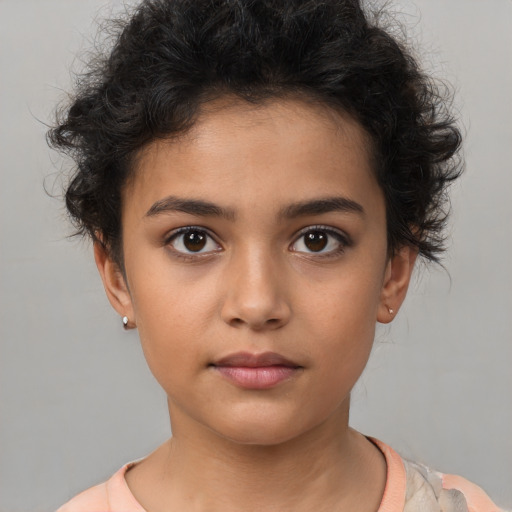 Neutral white young-adult female with short  brown hair and brown eyes