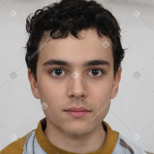 Neutral white child male with short  brown hair and brown eyes