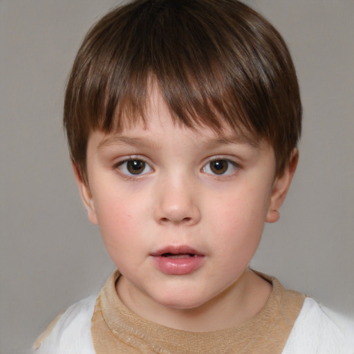 Neutral white child male with short  brown hair and brown eyes