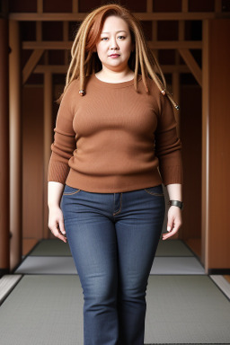 Japanese middle-aged female with  ginger hair