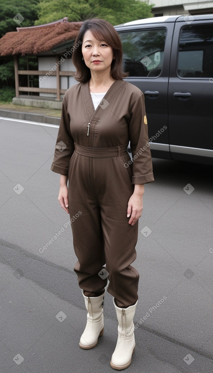 Japanese middle-aged female with  brown hair