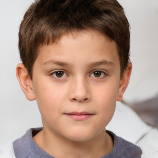 Neutral white child male with short  brown hair and brown eyes